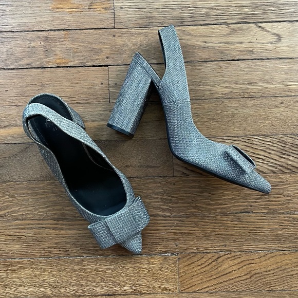 H&M Silver Glitter Heel with Bow Detail - Picture 2 of 8